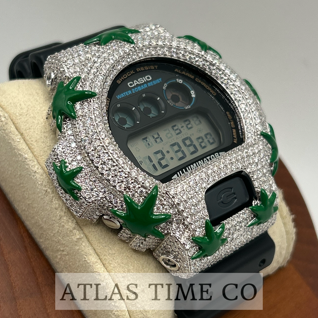 VVS1 Moissanite G-Shock ENAMEL SERIES (MAPLE LEAF) DW6900-1V Watch - GRA CERTIFIED