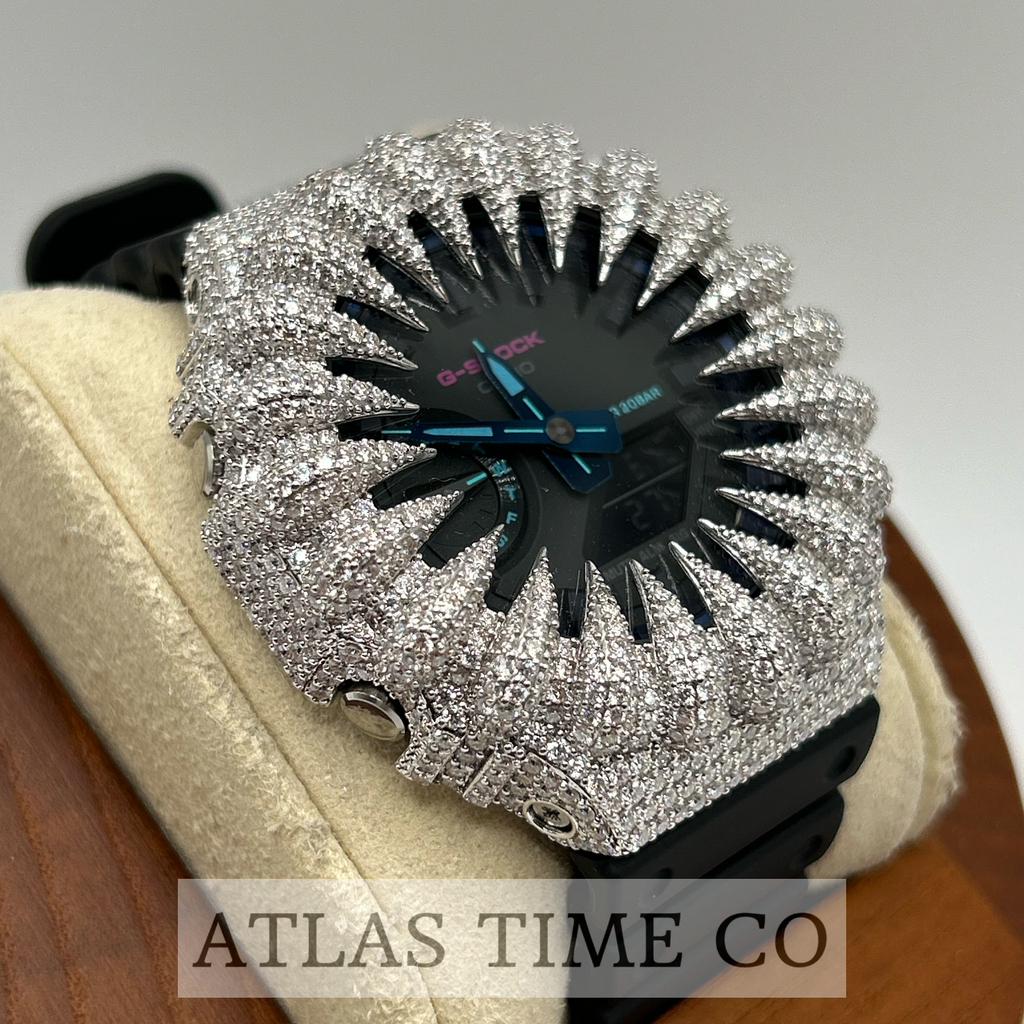 VVS1 Moissanite G-Shock GA-2100VB-1A Watch - GRA CERTIFIED