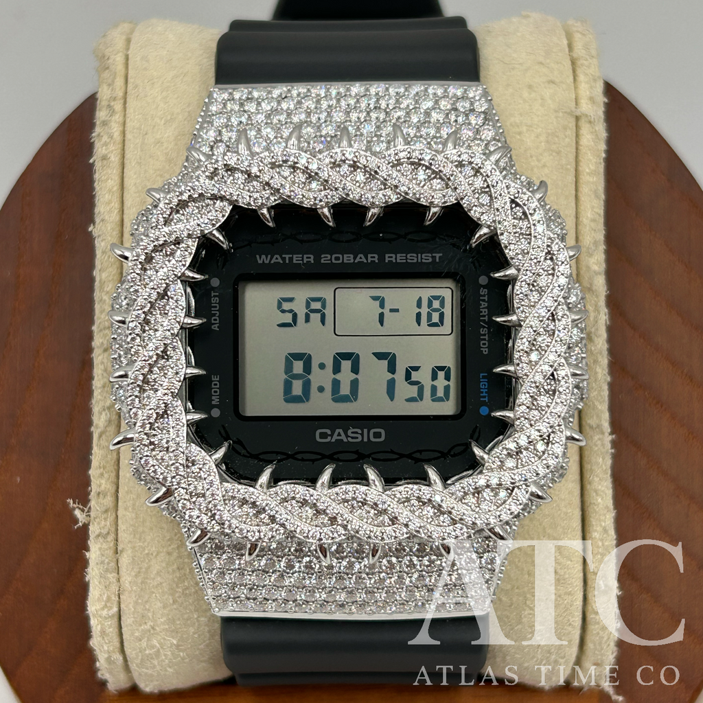 VVS1 Moissanite G-Shock DW-5600RS-8 Watch - GRA CERTIFIED