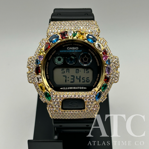 CZ Simulated Diamonds G-Shock DW6900-1V Watch - 5A Grade Cubic Zirconia