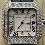 VVS1 Moissanite Atlas Time Co Imperium Stainless Steel Mechanical Watch - GRA CERTIFIED (Silver/Black)