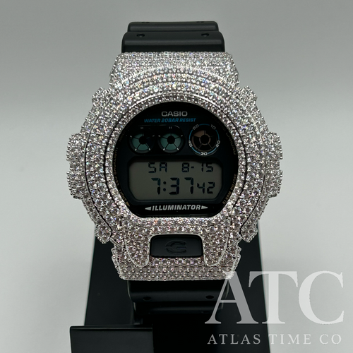 CZ Simulated Diamonds G-Shock DW6900-1V Watch - 5A Grade Cubic Zirconia