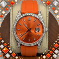 VVS1 Moissanite Ghost Series Stainless Steel Mechanical Watch - GRA CERTIFIED (Silver/Orange)