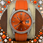 VVS1 Moissanite Ghost Series Stainless Steel Mechanical Watch - GRA CERTIFIED (Silver/Orange)