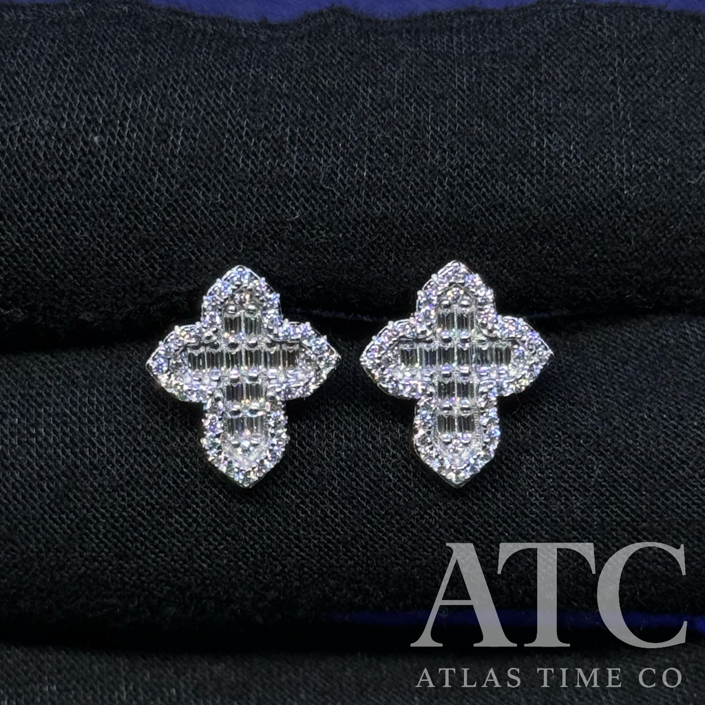 Baguette Cross VVS1 14.5mm Moissanite Earrings GRA CERTIFIED - 925 Sterling Silver