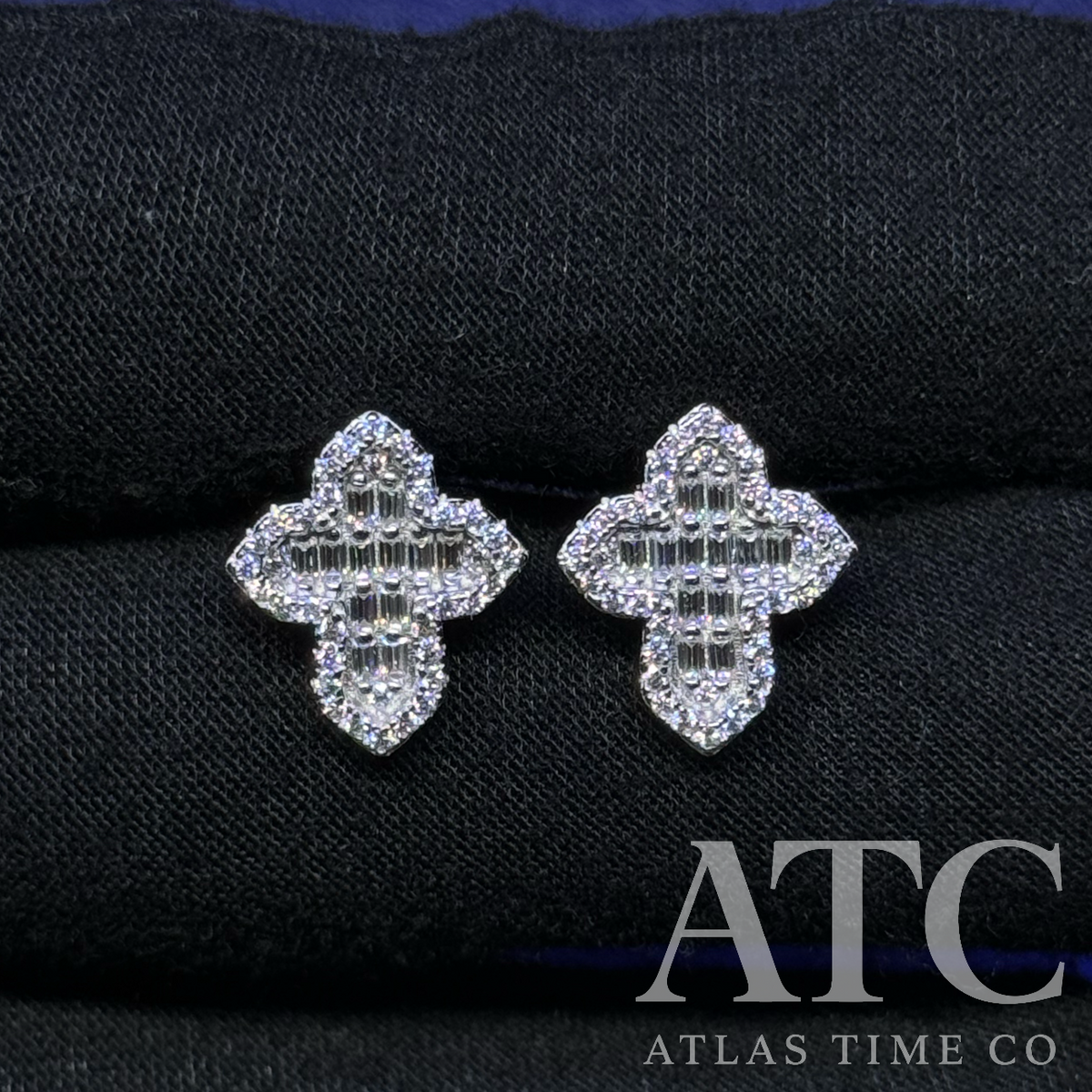 Baguette Cross VVS1 14.5mm Moissanite Earrings GRA CERTIFIED - 925 Sterling Silver