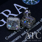 Asscher Cut VVS1 9.5mm Moissanite Earrings GRA CERTIFIED - 925 Sterling Silver
