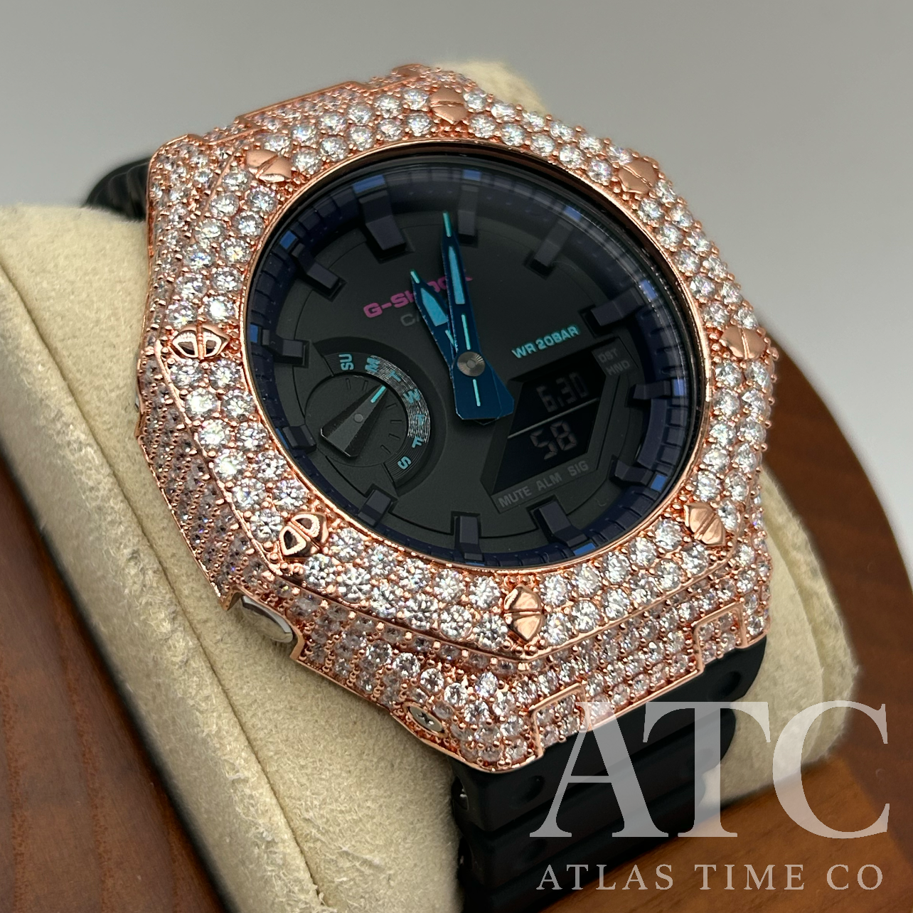 VVS1 Moissanite G-Shock GA-2100VB-1A Watch - GRA CERTIFIED