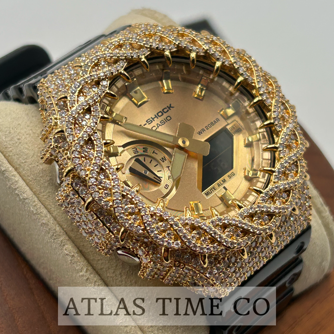 VVS1 Moissanite G-Shock GA-2100GB-1A Watch - GRA CERTIFIED