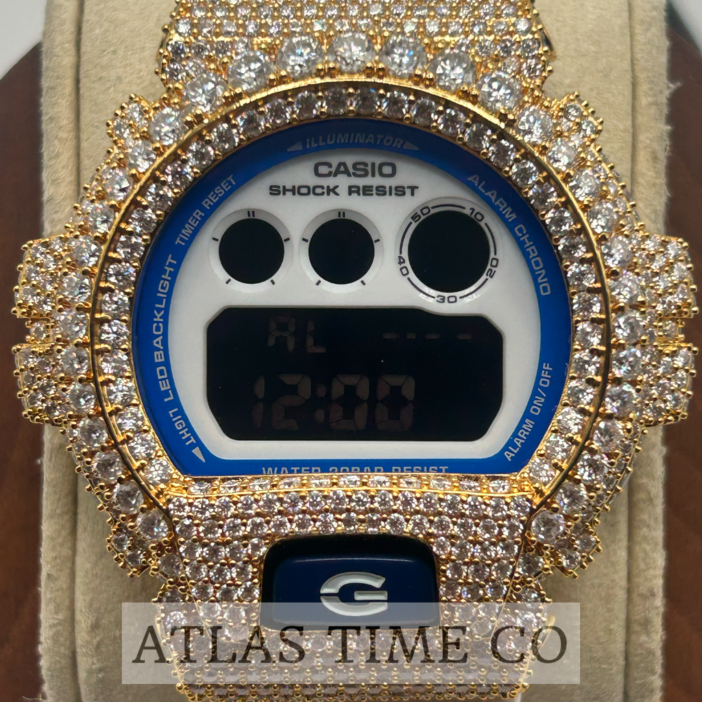 VVS1 Moissanite G-Shock DW-6900HDS-7A1DR Watch - GRA CERTIFIED