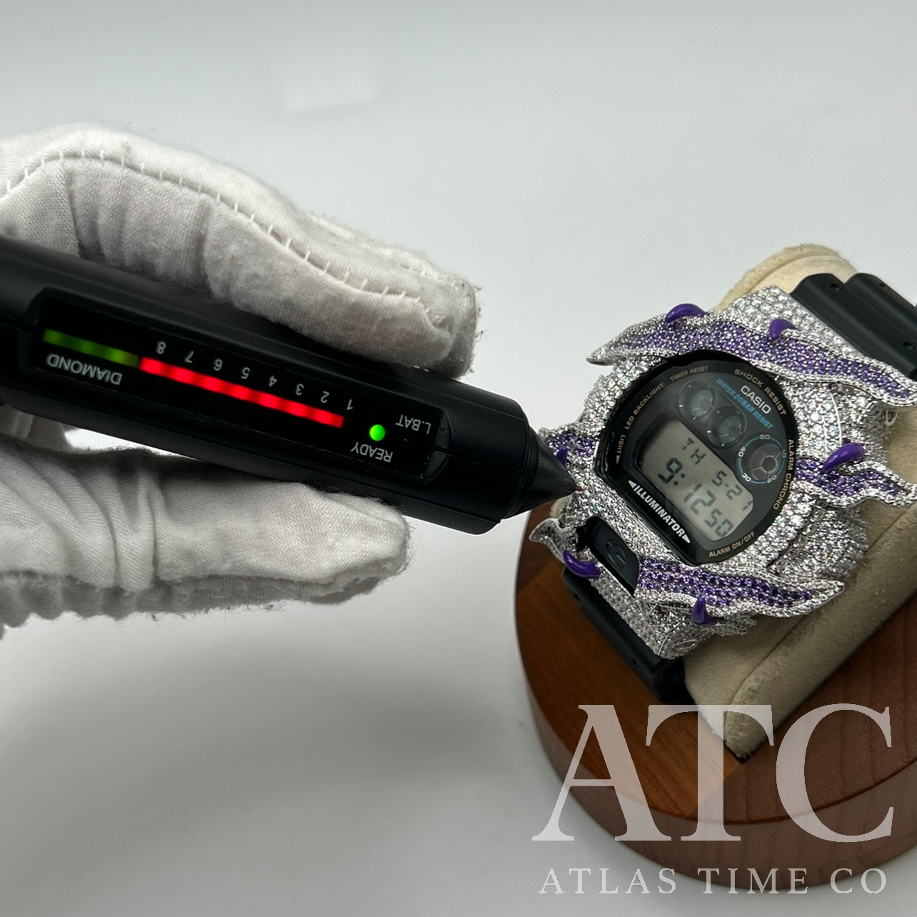 VVS1 Moissanite G-Shock ENAMEL SERIES (PURPLE) DW6900-1V Watch - GRA CERTIFIED