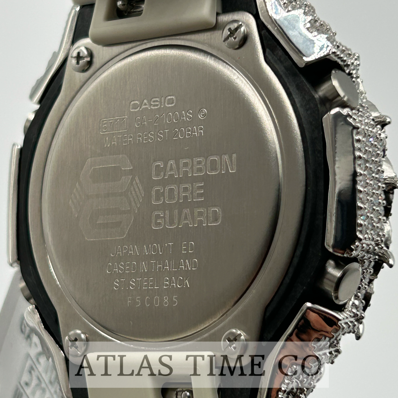 VVS1 Moissanite G-Shock GA-2100AS-5A Watch - GRA CERTIFIED