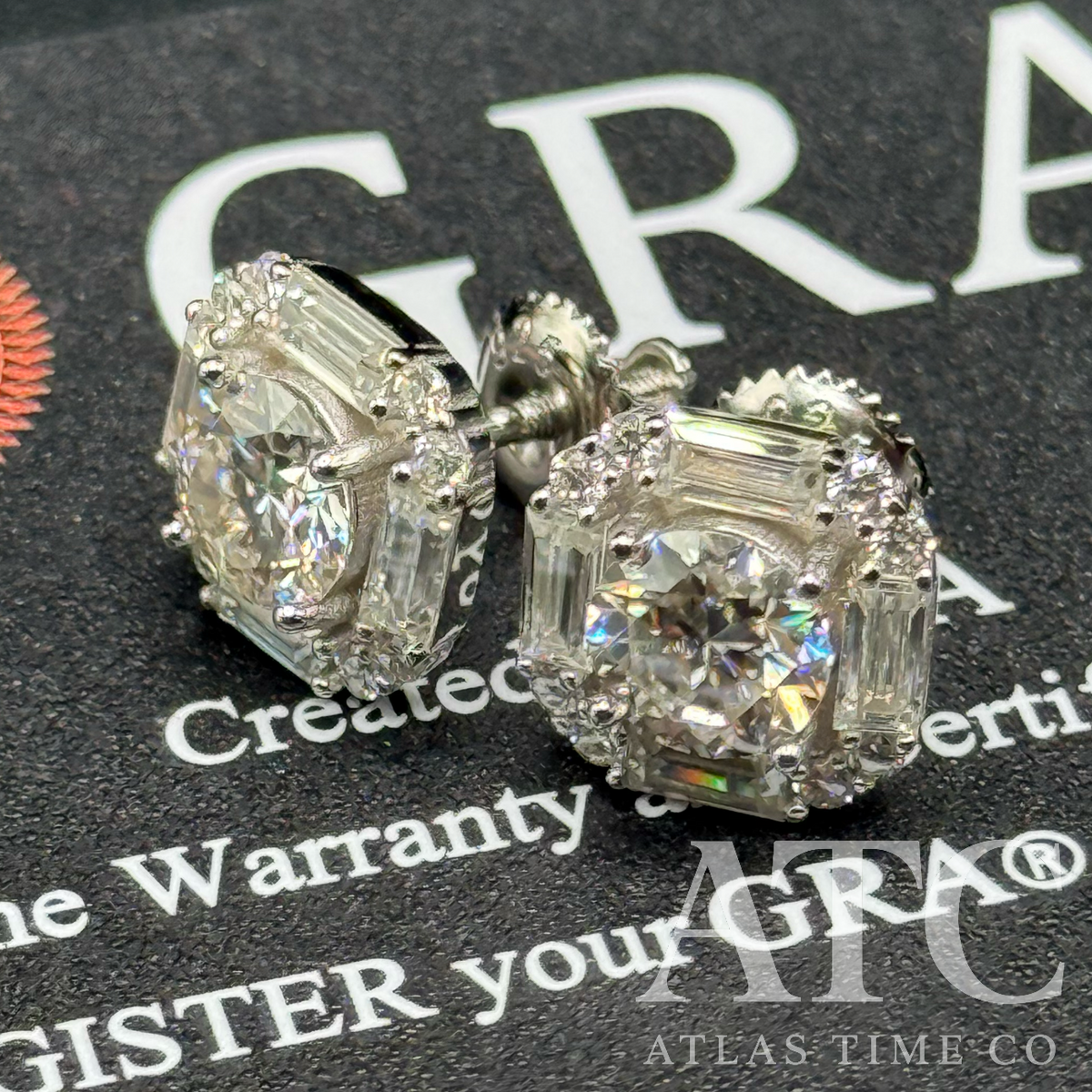 Square VVS1 10mm Moissanite Earrings GRA CERTIFIED - 925 Sterling Silver