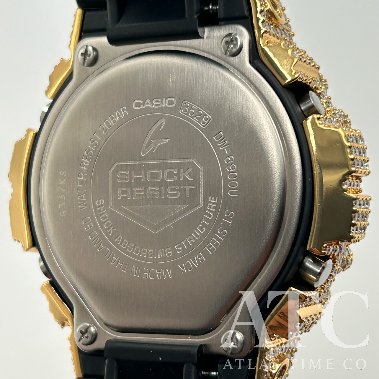 VVS1 Moissanite G-Shock DW6900-1V Watch - GRA CERTIFIED