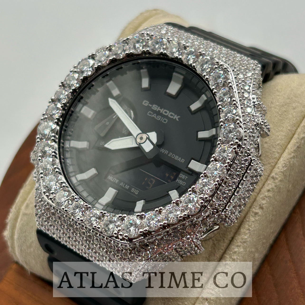VVS1 Moissanite G-Shock GA-2100-1AER Watch - GRA CERTIFIED