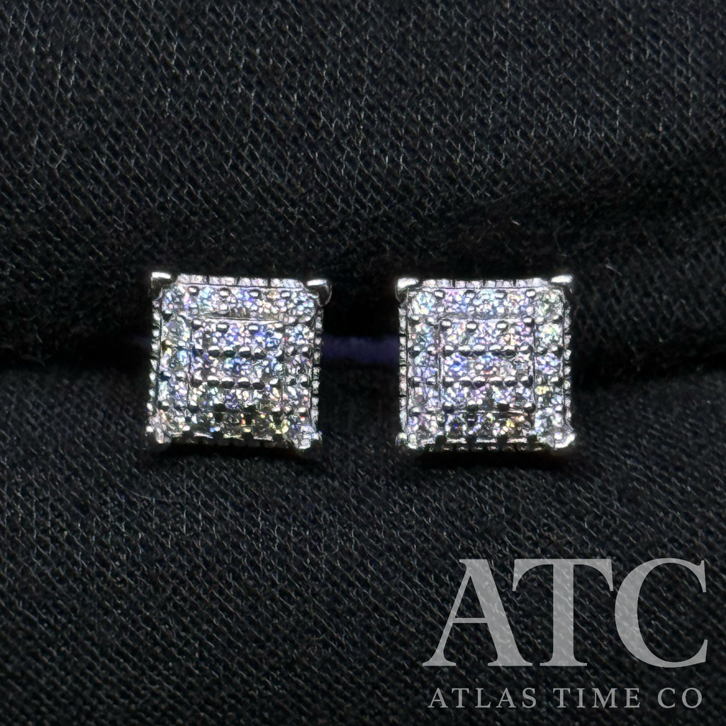 Square VVS1 7.5mm Moissanite Earrings GRA CERTIFIED - 925 Sterling Silver