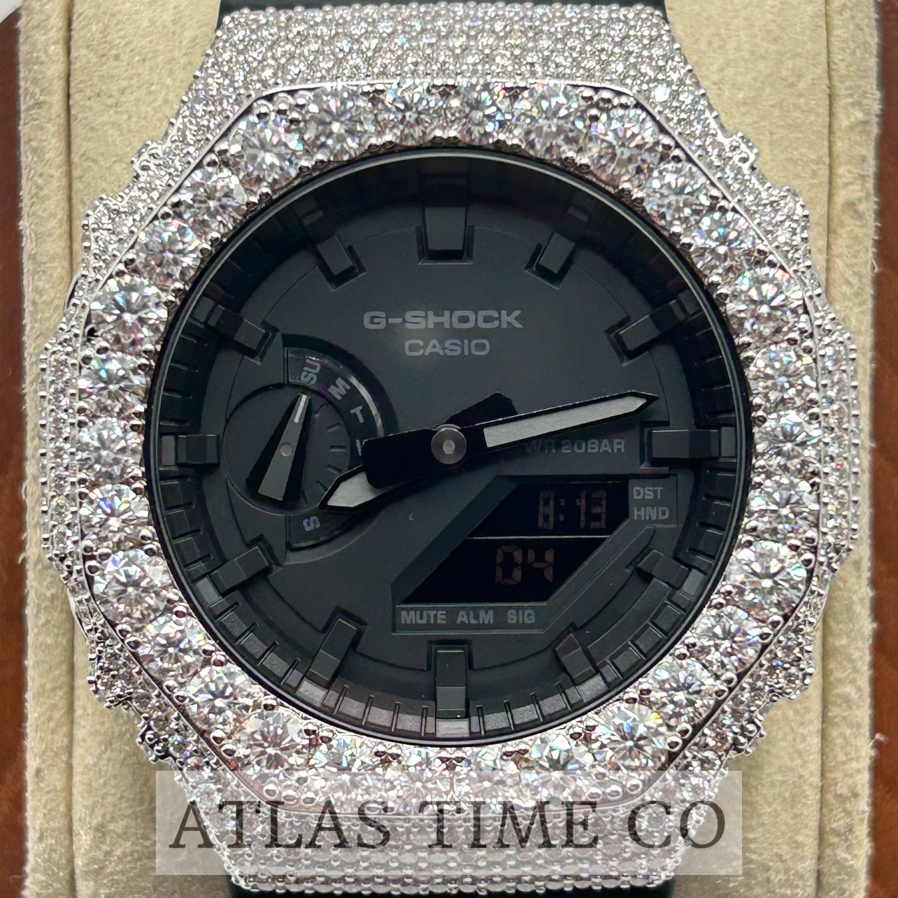 VVS1 Moissanite G-Shock GA-2100-1A1ER Watch - GRA CERTIFIED