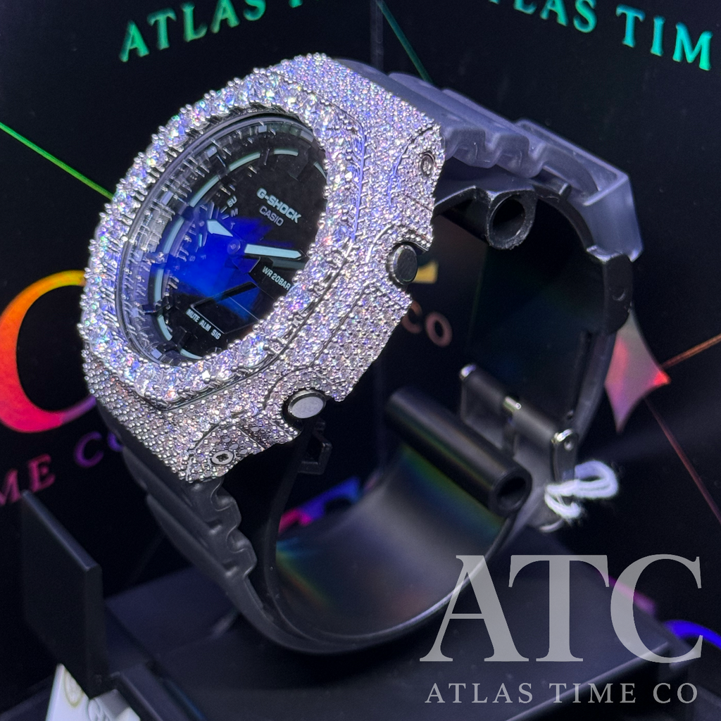 VVS1 Moissanite G-Shock GA2100K-1A Watch - GRA CERTIFIED