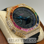 VVS1 Moissanite G-Shock GA-2100VB-1A Watch - GRA CERTIFIED - FULL BAGUETTE