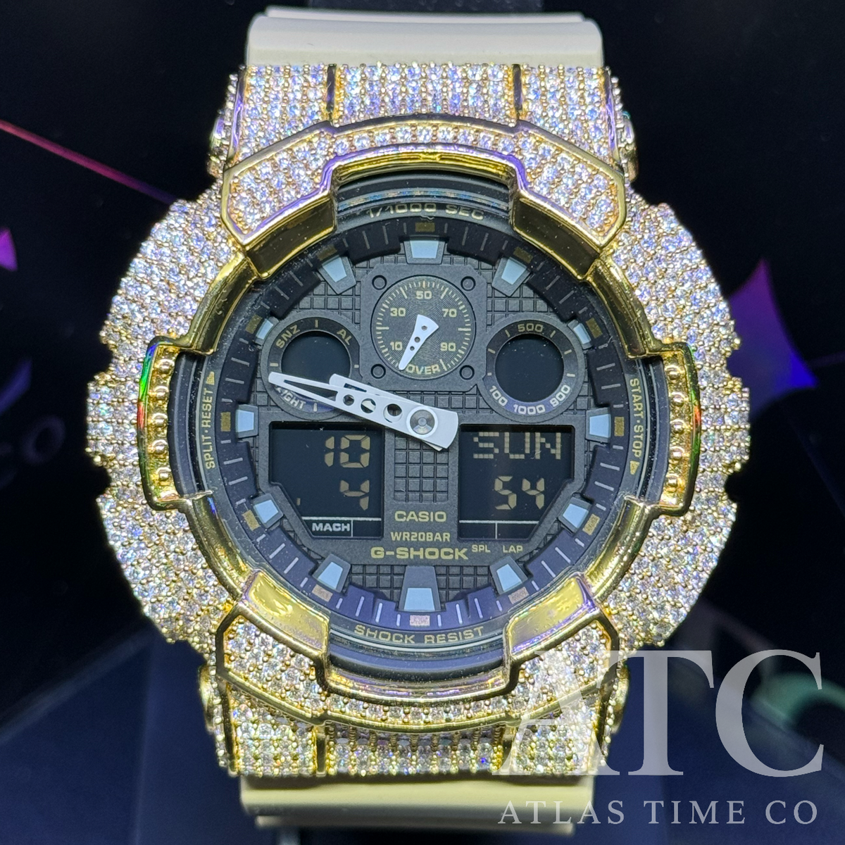 VVS1 Moissanite G-Shock GA-100LA8 Watch - GRA CERTIFIED