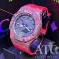 Forged Carbon Fiber G-Shock GA-2100-7A Custom Watch (Red)