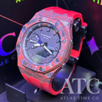 Forged Carbon Fiber G-Shock GA-2100-7A Custom Watch (Red)