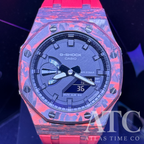 Forged Carbon Fiber G-Shock GA-2100-7A Custom Watch (Red)