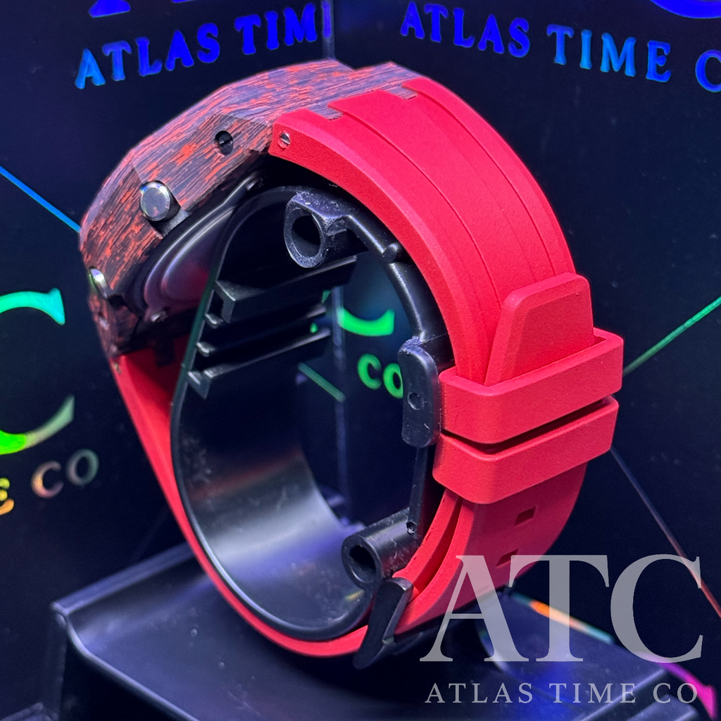 Forged Carbon Fiber G-Shock GA-2100-7A Custom Watch (Red)