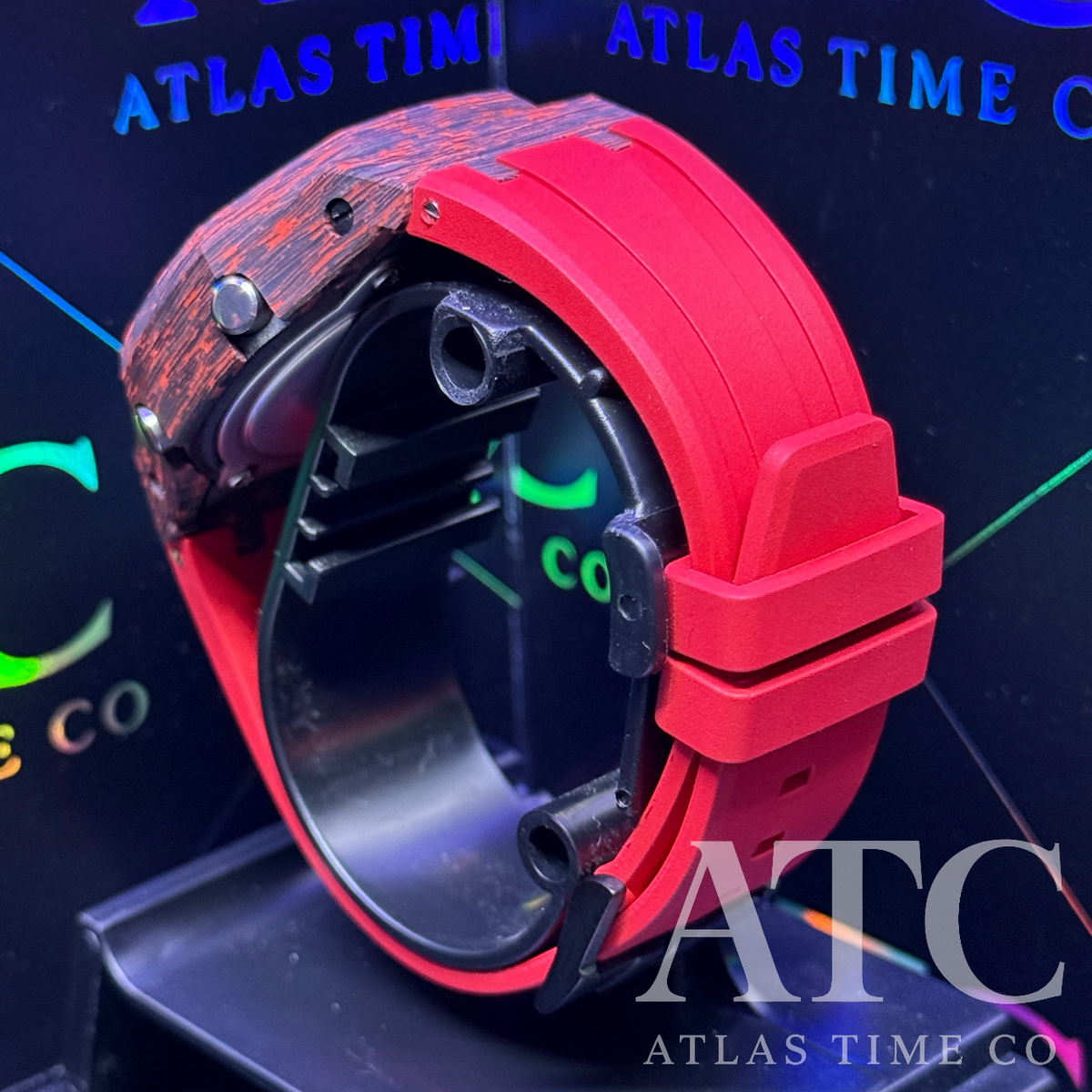 Forged Carbon Fiber G-Shock GA-2100-7A Custom Watch (Red)