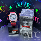 Forged Carbon Fiber G-Shock GA-2100-7A Custom Watch (Red)