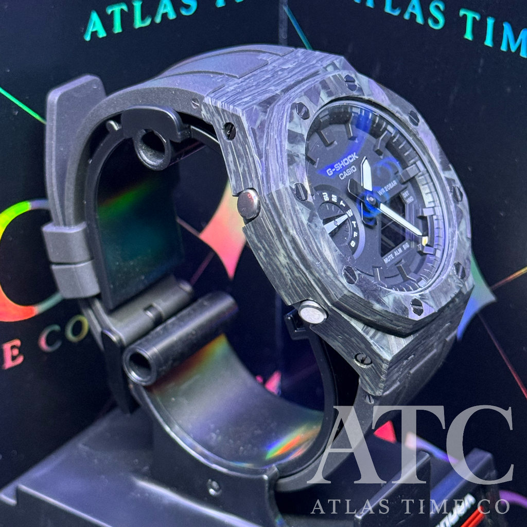Forged Carbon Fiber G-Shock GA-2100-7A Custom Watch (Black)