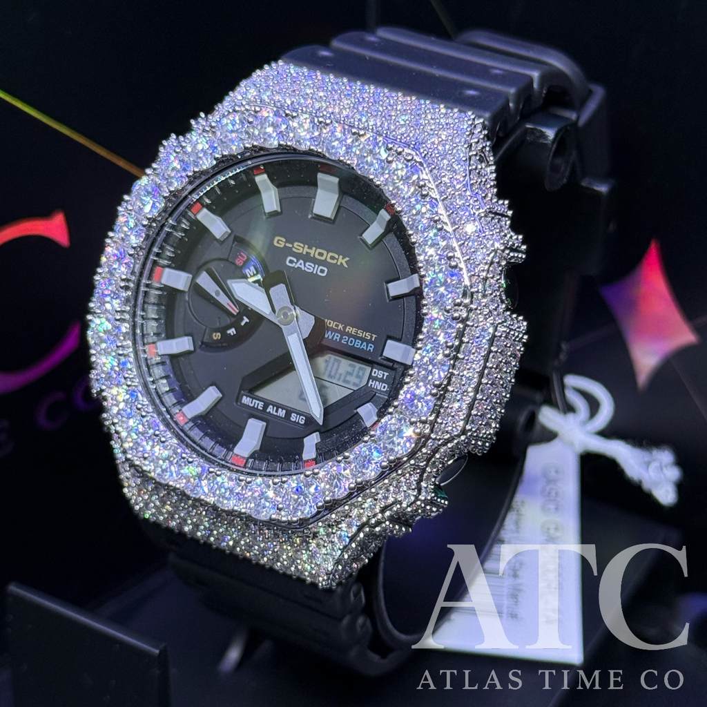 VVS1 Moissanite G-Shock GA-2100-RL Watch - GRA CERTIFIED