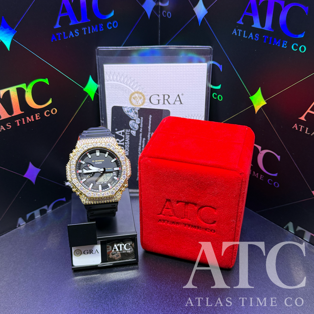VVS1 Moissanite G-Shock GA-2100-RL Watch - GRA CERTIFIED