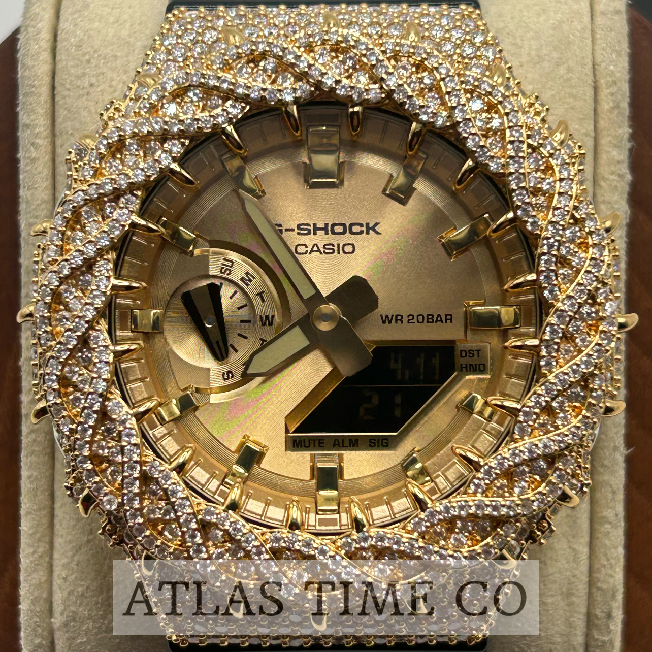 VVS1 Moissanite G-Shock GA-2100GB-1A Watch - GRA CERTIFIED