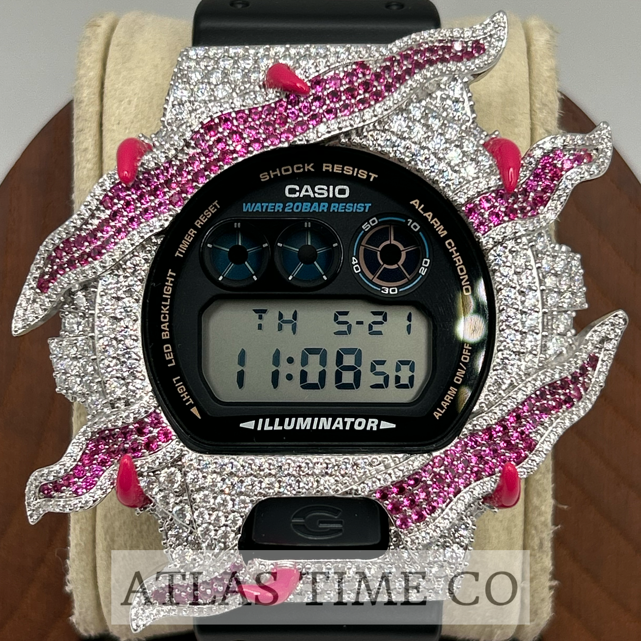 VVS1 Moissanite G-Shock ENAMEL SERIES (PINK) DW6900-1V Watch - GRA CERTIFIED