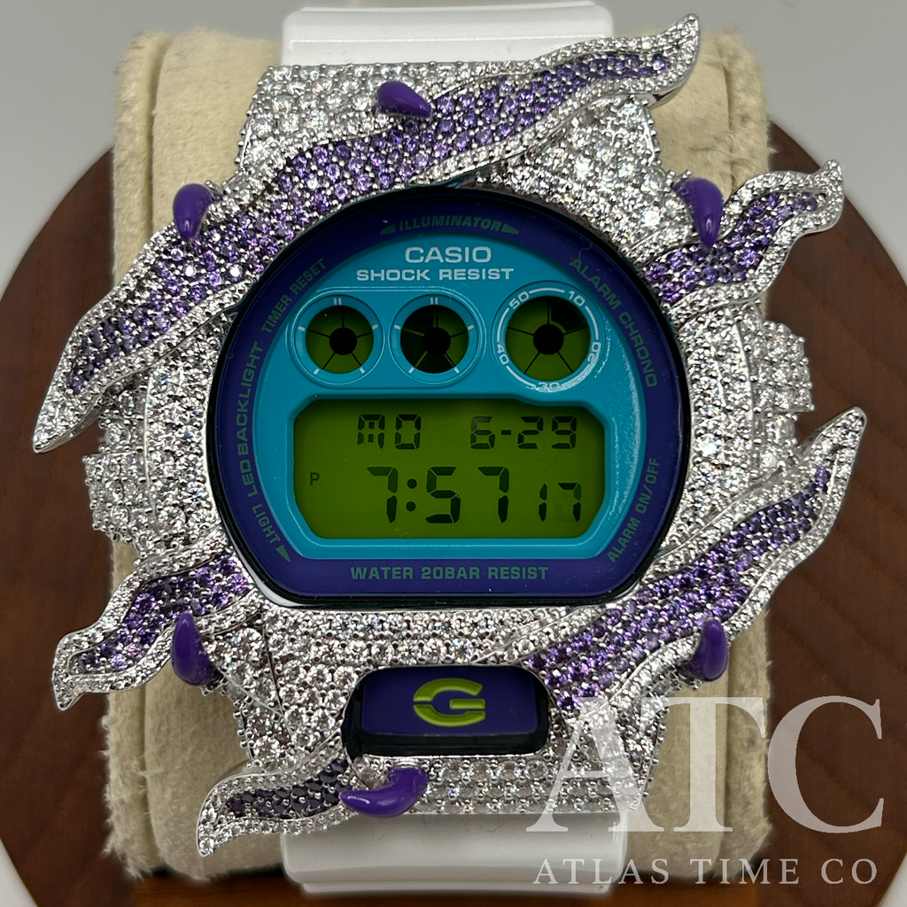 VVS1 Moissanite G-Shock DW6900RCS-7 Watch - GRA CERTIFIED