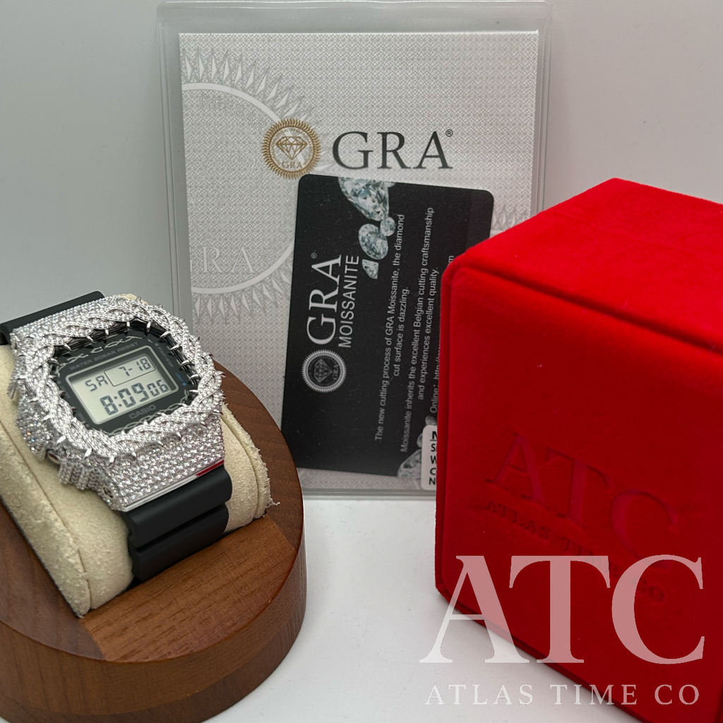 VVS1 Moissanite G-Shock DW-5600RS-8 Watch - GRA CERTIFIED