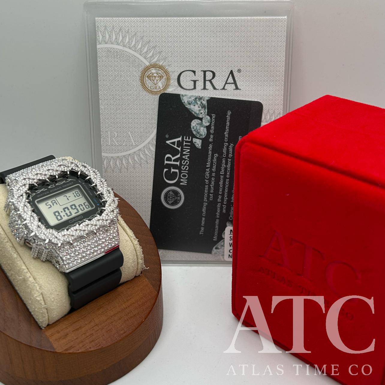 VVS1 Moissanite G-Shock DW-5600RS-8 Watch - GRA CERTIFIED