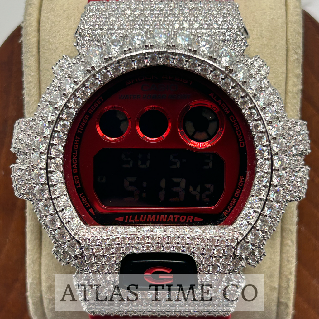 VVS1 Moissanite G-Shock DW-6900RRB-4 Watch - GRA CERTIFIED
