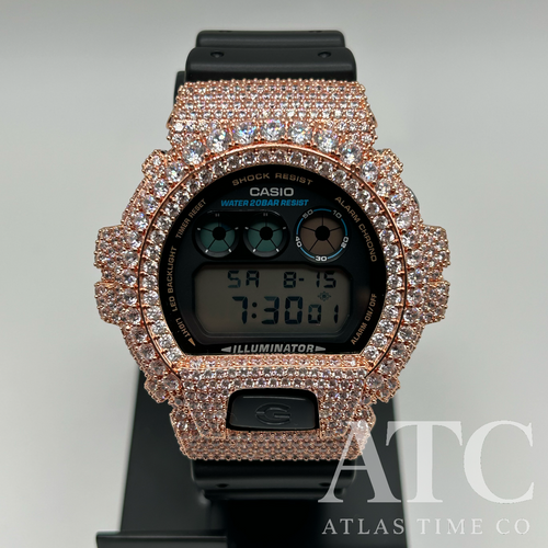CZ Simulated Diamonds G-Shock DW6900-1V Watch - 5A Grade Cubic Zirconia