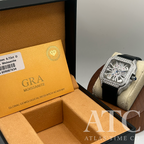VVS1 Moissanite Ghost Series Skeleton Swiss Quartz Watch - GRA CERTIFIED (Black/Silver)