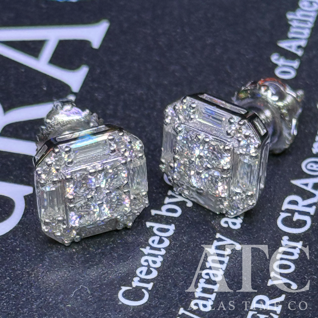 Square VVS1 9mm Moissanite Earrings GRA CERTIFIED - 925 Sterling Silver