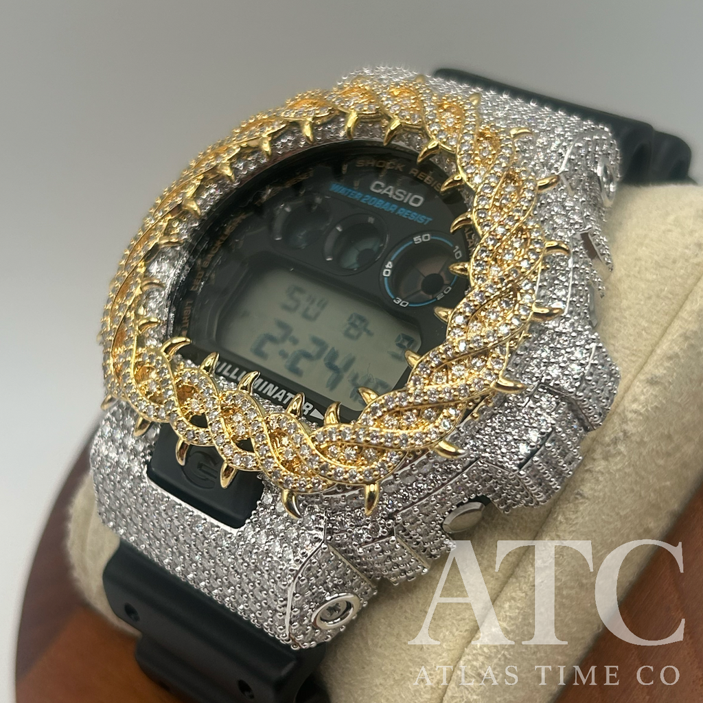 VVS1 Moissanite G-Shock DW6900-1V Watch - GRA CERTIFIED