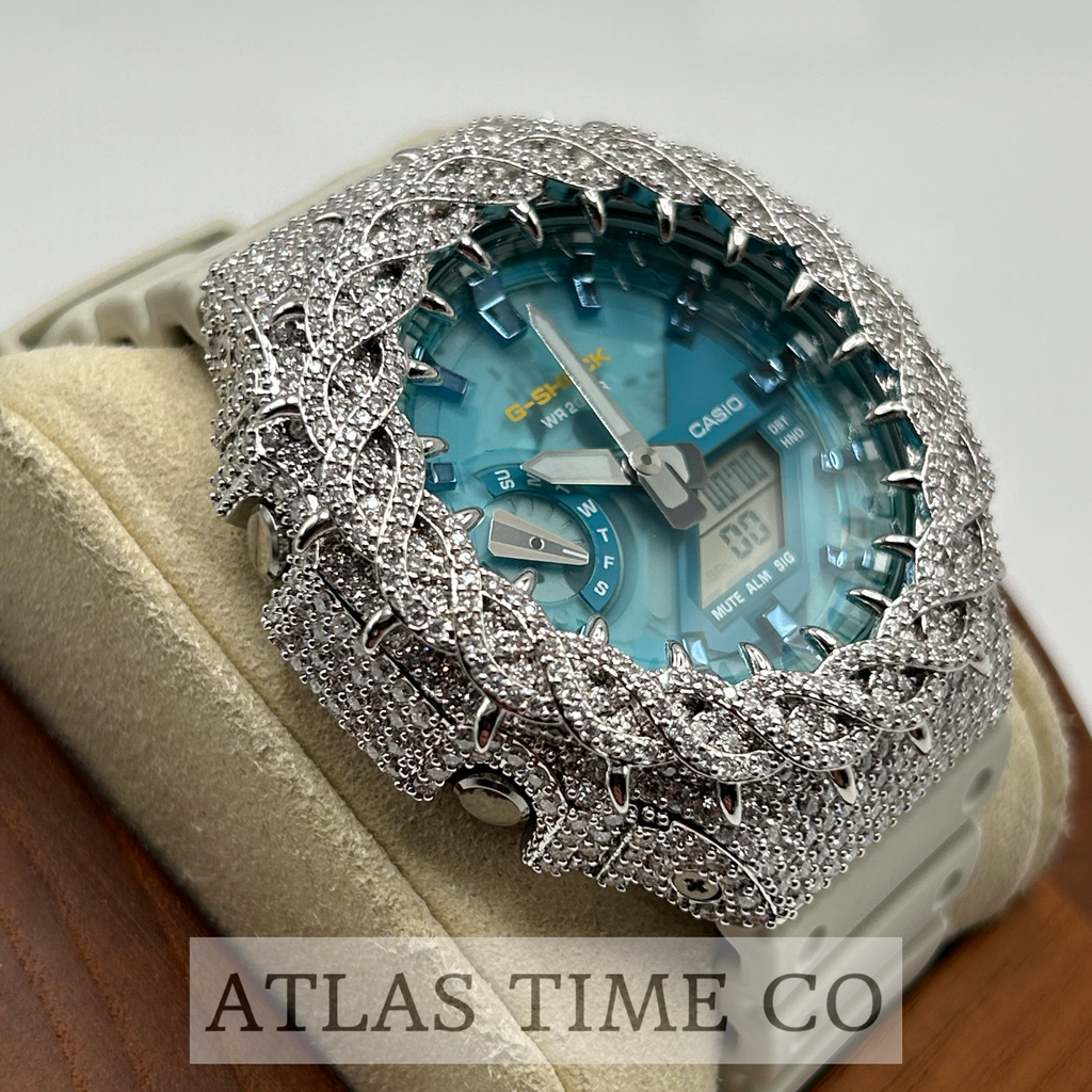 VVS1 Moissanite G-Shock GA-2100AS-5A Watch - GRA CERTIFIED