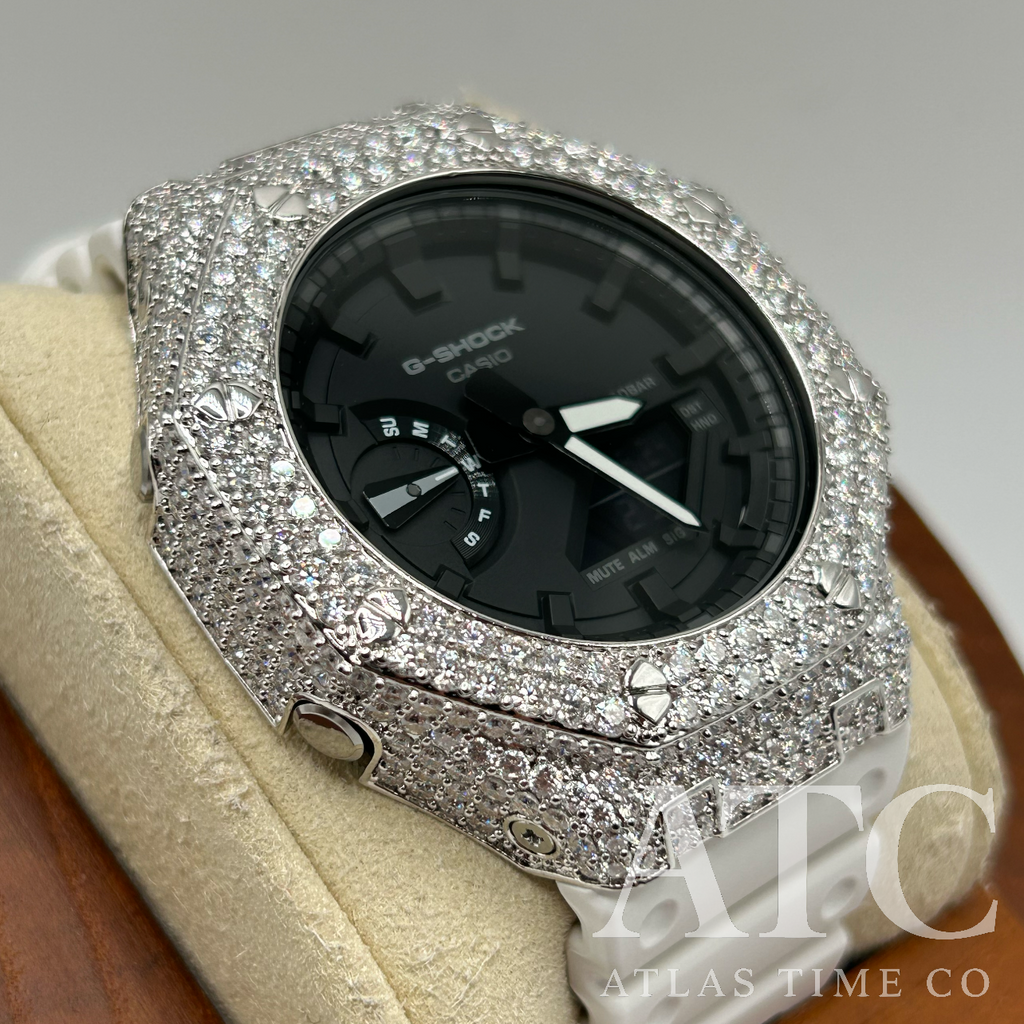VVS1 Moissanite G-Shock GA-21007A Iced Out Watch - GRA CERTIFIED