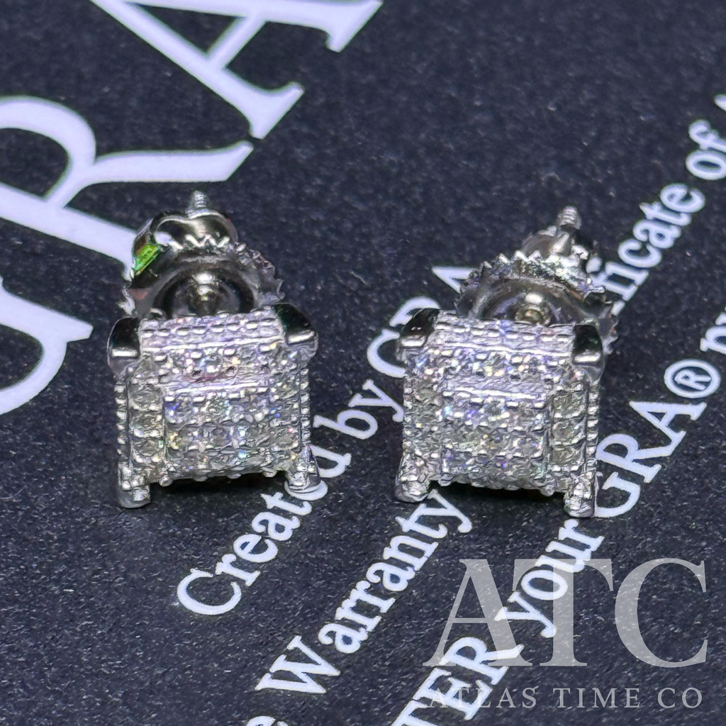 Square VVS1 7.5mm Moissanite Earrings GRA CERTIFIED - 925 Sterling Silver