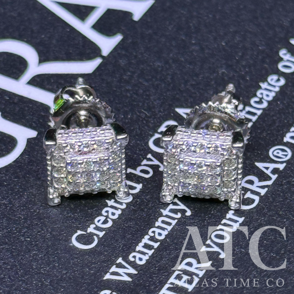 Square VVS1 7.5mm Moissanite Earrings GRA CERTIFIED - 925 Sterling Silver
