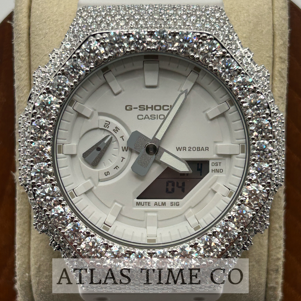 VVS1 Moissanite G-Shock GA-21007A7CR Watch - GRA CERTIFIED