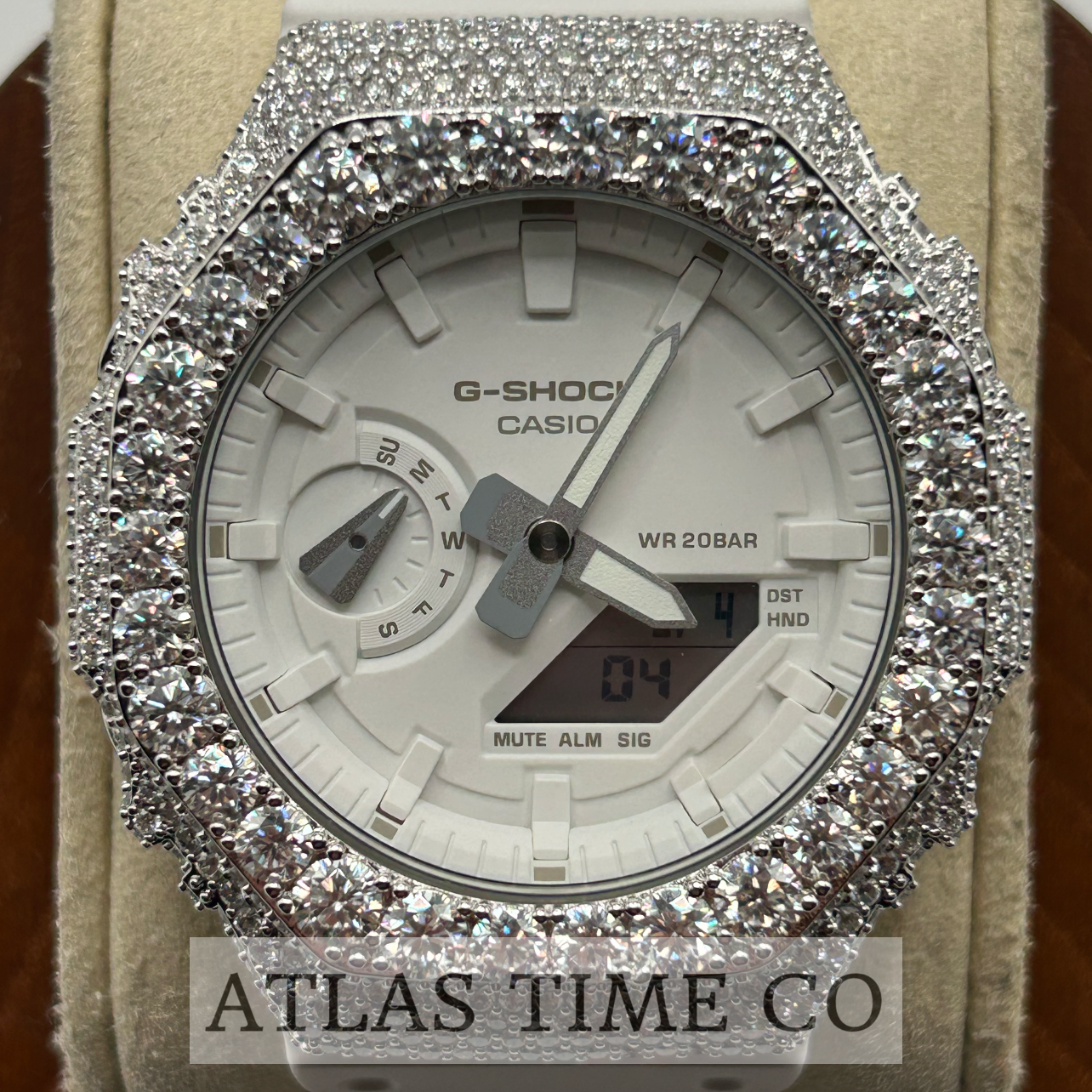 VVS1 Moissanite G-Shock GA-21007A7CR Watch - GRA CERTIFIED