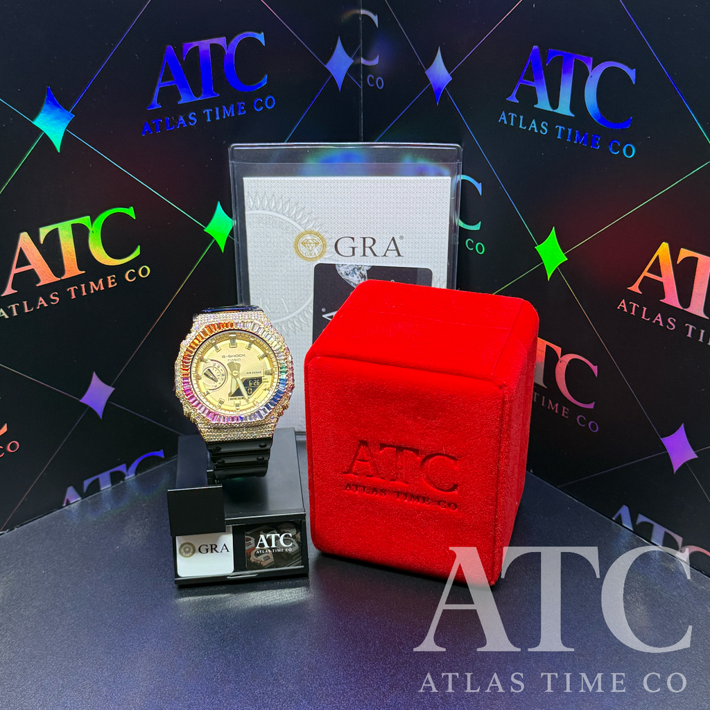 VVS1 Moissanite G-Shock GA-2100GB-1A Watch - GRA CERTIFIED (Full Baguette)
